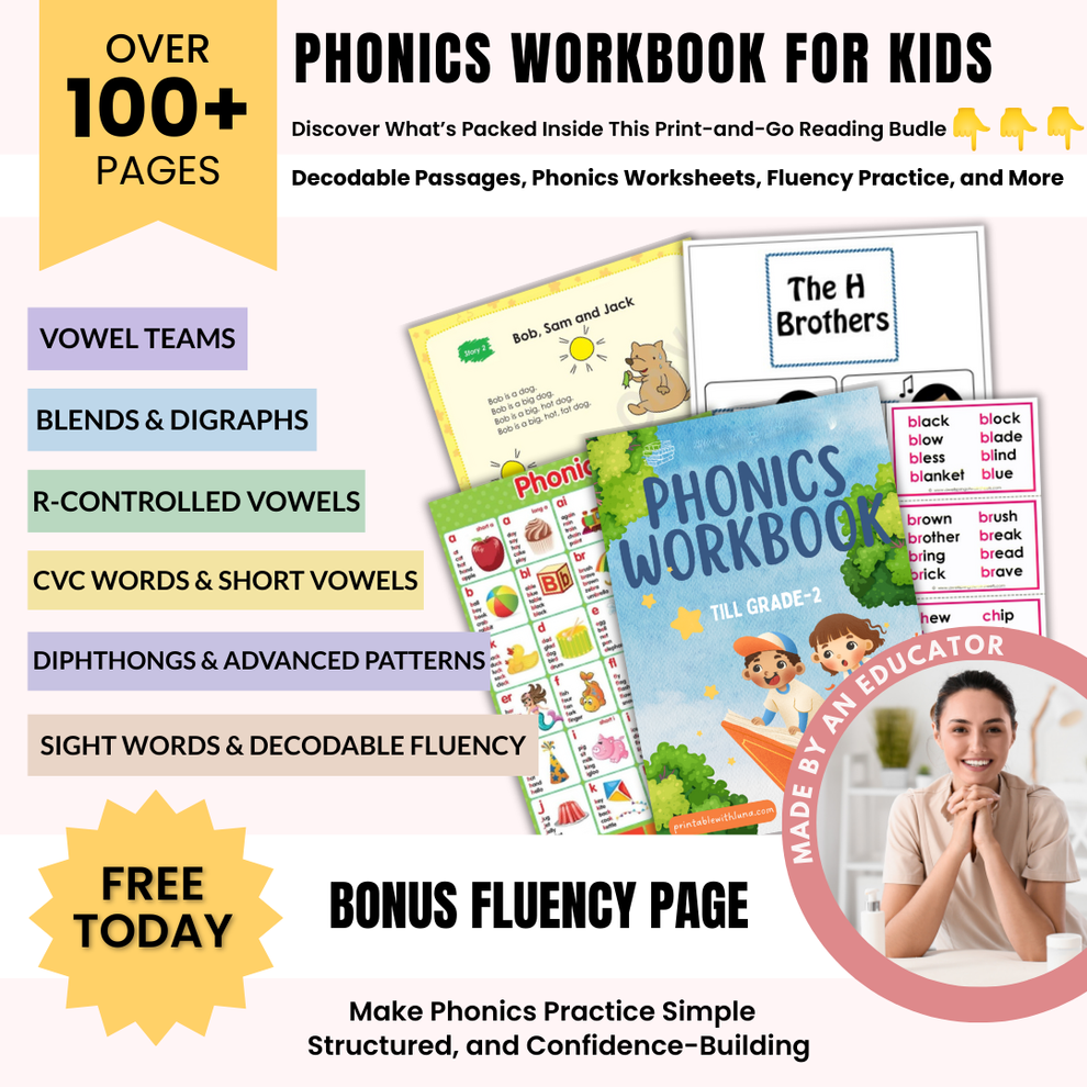 Phonics Workbook for Kids (FREE TODAY) – Minding Art